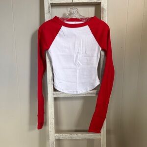 FP Movement by Free People Red and White Long Sleeve Tee